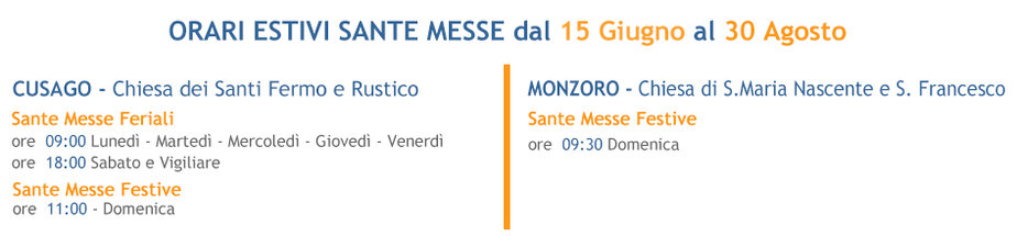 Sante Messe Estive