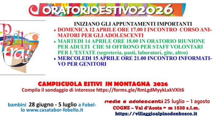 Oratorio Estivo 2026